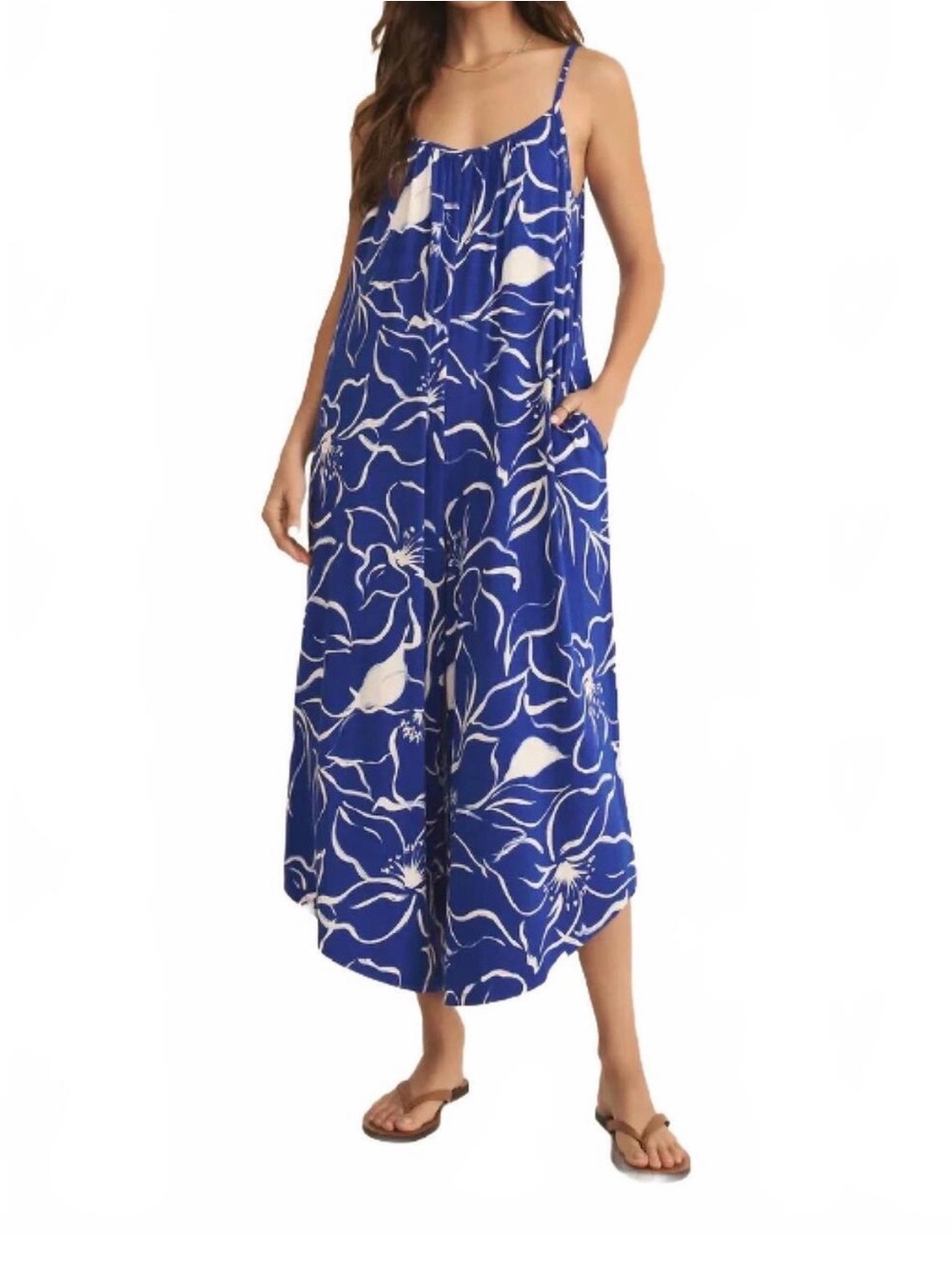 Z Supply Blue & White Floral Jumpsuit Romper